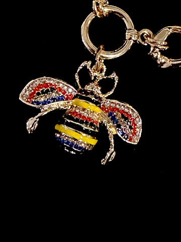 Multi Color Rhinestone Bee Toggle Bracelet