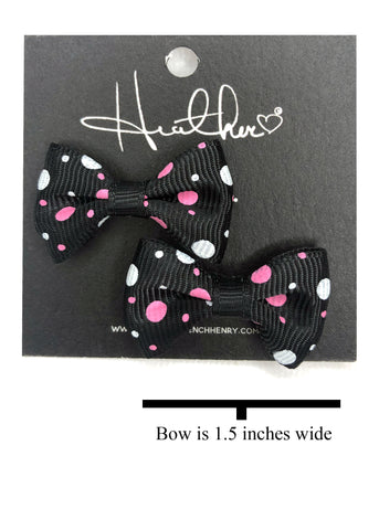 Black & Pink Polka Dot Bow Tie Earrings