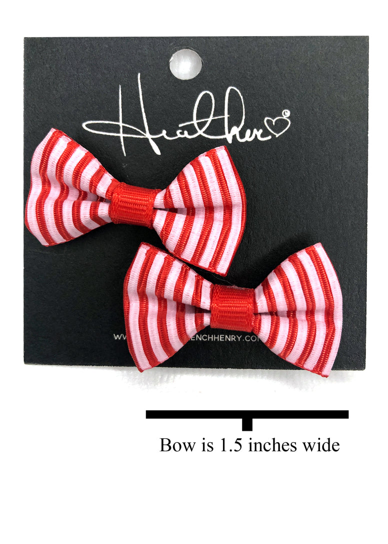 Red Stripe Bow Tie Earrings