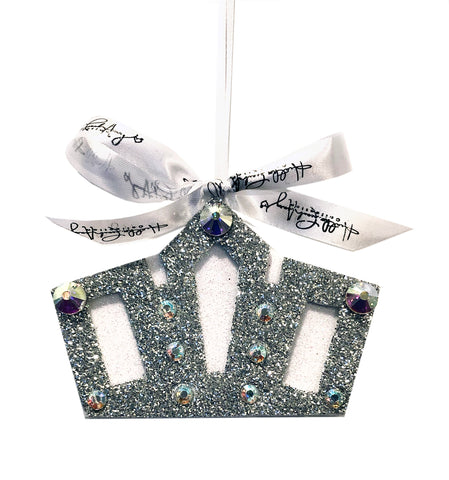 Silver Crystal Crown Christmas Ornament