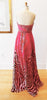 Coral Silk Animal Print Strapless Gown