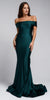 OFF SHOULDER FITTED SATIN GOWN