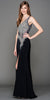 V-NECK MESH BEJEWELED BODICE LONG PROM PAGEANT DRESS