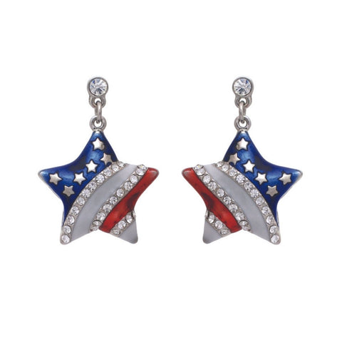 American Flag Star Metal Earrings